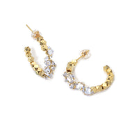 Gold Silver Colorful CZ Diamond cut Ball Arc-shaped Earrings, Sku#LX474