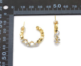 Gold Silver Colorful CZ Diamond cut Ball Arc-shaped Earrings, Sku#LX474