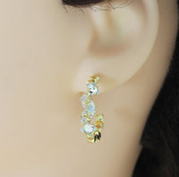 Gold Silver Colorful CZ Diamond cut Ball Arc-shaped Earrings, Sku#LX474