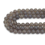 Quality Grey Agate Round Smooth Beads, Sku#Q46
