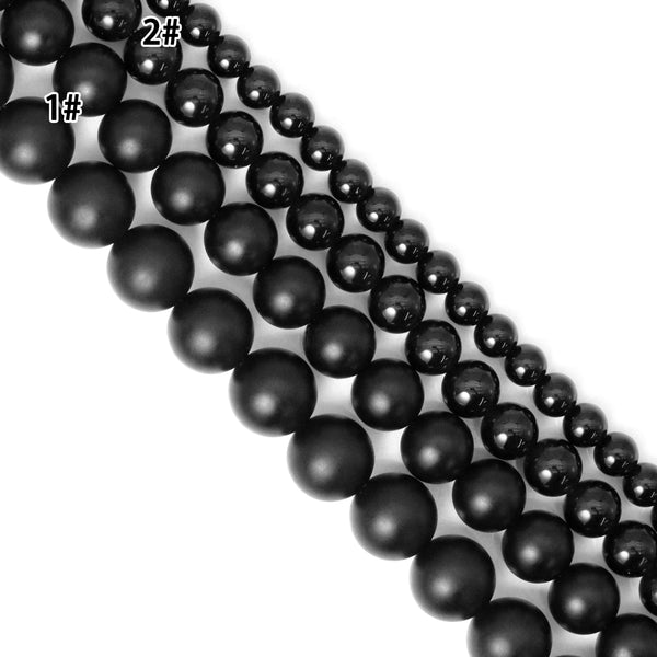 Quality Matte/Shiny Black Onyx Round Smooth Beads, 3/4/6/8/10/12/14mm/16mm/18mm/20mm, Wholesale Gemstones Beads,15.5" Full Strand, SKU#Q3