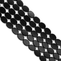 Black Onyx Smooth Flat Oval Beads, Sku#Q44