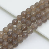 Quality Grey Agate Round Smooth Beads, Sku#Q46