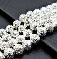 NEW!!! Silver Plated Lava Round Beads, 4mm/6mm/8mm/10mm/12mm silver Gemstone Beads,15.5" Full Strand, Wholesale Gemstone Beads,SKU#S109