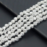 Diamond Cut Bright Silver Lava Beads, Sku#S156