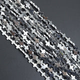 Darker Silver Steel Color Hematite Cross Beads, Sku#S169