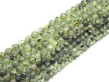 High Quality Tourmalated Prehnite Beads,6mm/8mm/10mm/12mm/14mm Round Smooth Beads, 15.5'' Full Strand, Sku#U1131