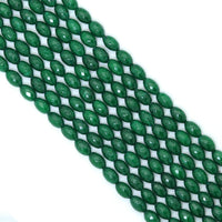 Natural 6x9mm/8x12mm Oval Faceted Emerald Jade Beads, Emerald Jade, Sku#U1435