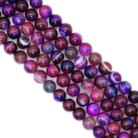 14mm Purple Blue Red Banded Agate Round Smooth Beads, Sku#U1793