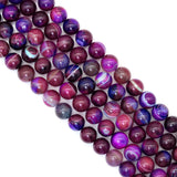 14mm Purple Blue Red Banded Agate Round Smooth Beads, Sku#U1793