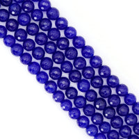 Royal Blue Jade Round Faceted Beads, Sku#U1802