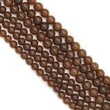 Brown Jade Round Smooth Beads, Sku#U1823