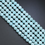Blue Jade Round Smooth Beads, Sku#U1855