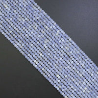 3x4mm Genuine Blue Lace Agate Rondelle Faceted Beads, Sku#U1940