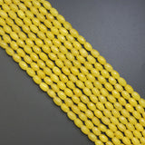 Bright Yellow Jade Rice Faceted Beads, Sku#U1970