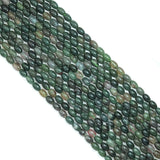 6x9mm Genuine Moss Agate Smooth Drum Shape Beads, Sku#U2007