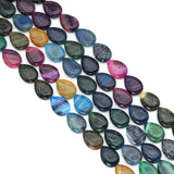 18x25mm Mixed Color Fire Agate Flat Teardrop Beads, Sku#U2140