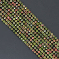 Genuine Unakite Round Faceted Beads, Sku#U2194