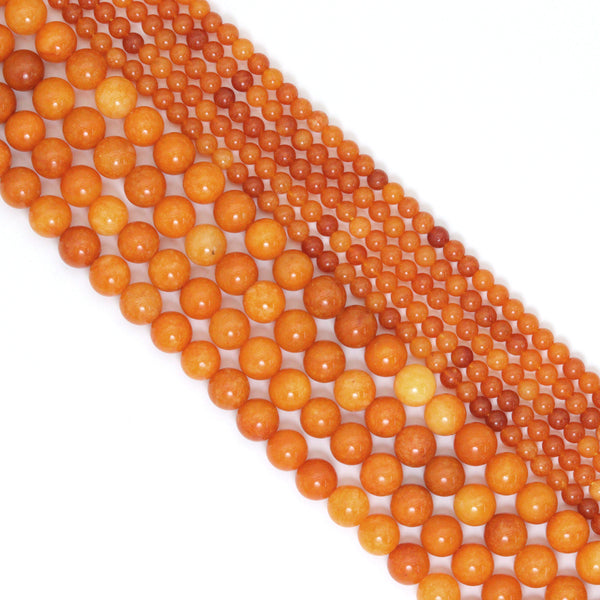 Orange Jade Round Smooth Beads, Sku#U2227