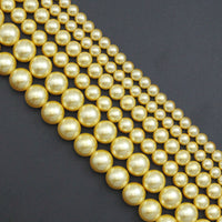 Gold Swarovski Peral Round Smooth Beads, Sku#U2239