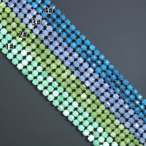 10x10mm Faceted Cube Jade Beads, Sku#U2246-2