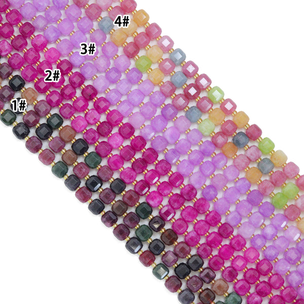 10X10 mm Faceted Cube Jade Beads, U2246-3