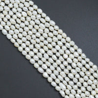 8-9mm Genuine White Oval Pearl Beads, Sku#U2315