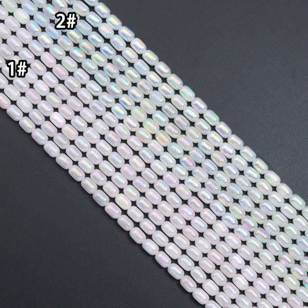 Mystic AB Selanite Beads, 6x9mm drum Cylinder Shape Selanite Beads,15.5" Full Strand,sku#U2345