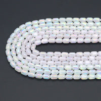 Mystic AB Selanite Beads, 6x9mm drum Cylinder Shape Selanite Beads,15.5" Full Strand,sku#U2345