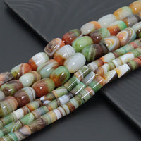 Green Brown Red Cylinder/Barrel Agate, Sku#U2356