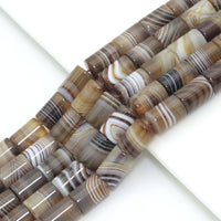 10x14mm Brown Cylinder Banded Agate Beads, Sku#U2360