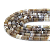 10x14mm Brown Cylinder Banded Agate Beads, Sku#U2360