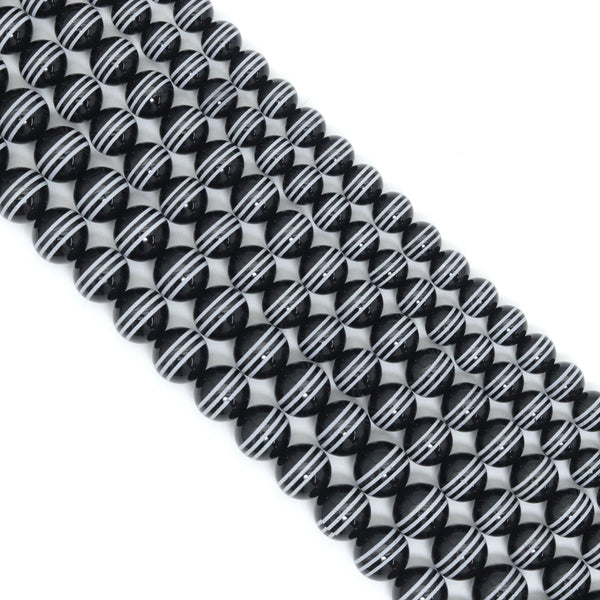 Natural Black onyx with White stripes Beads, 10mm/12mm/14mm,sku#U2365