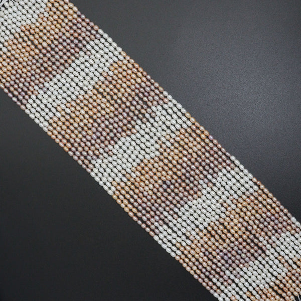 Multicolor Natural Freshwater Rice Shape pearls, 16inch full strand, sku#U2366