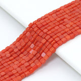 3x3mm Cube Orange Coral Beads, Sku#U2370