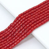 3x3mm Tube Red Coral Beads, Sku#U2374