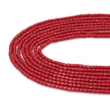 3x3mm Tube Red Coral Beads, Sku#U2374