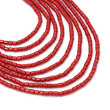 3x3mm Tube Red Coral Beads, Sku#U2374