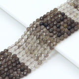3mm.4mm Smoky Quartz Round Faceted Beads, Sku#U2384