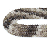 3mm.4mm Smoky Quartz Round Faceted Beads, Sku#U2384