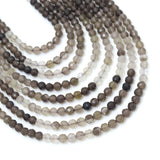 3mm.4mm Smoky Quartz Round Faceted Beads, Sku#U2384