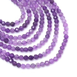 3mm/4mm Amethyst Round Faceted Beads, Sku#U2385