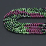 2mm/3mm/4mm Ruby Zoisite Round Faceted Beads, Sku#U2387