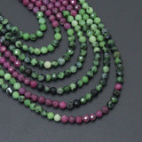 2mm/3mm/4mm Ruby Zoisite Round Faceted Beads, Sku#U2387