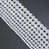 Mystic White Jade Beads, White Iridescent Round Jade Beads, 16inch full strand, sku#U2392