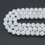 Mystic White Jade Beads, White Iridescent Round Jade Beads, 16inch full strand, sku#U2392