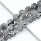 High Quality Tourmalated Quartz Round Smooth Beads,Sku#U2400