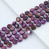 10mm Faceted Coin Tiger Eye Beads, Sku#U2427