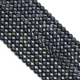 Gold/SIlver Line Black Agate Round Smooth Beads, Sku#U2429