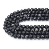 Gold/SIlver Line Black Agate Round Smooth Beads, Sku#U2429